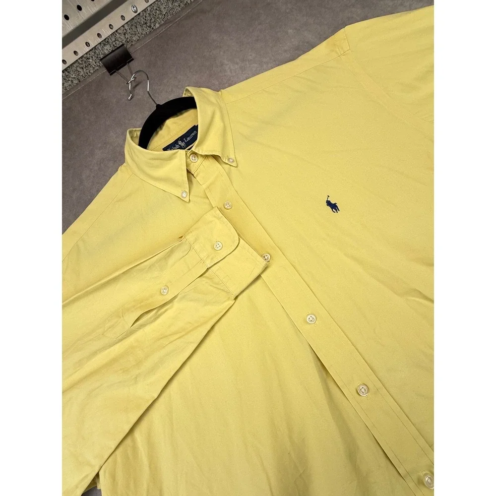 Vintage Polo Ralph Lauren Men's L Blake Yellow Cotton Oxford Button Down Shirt